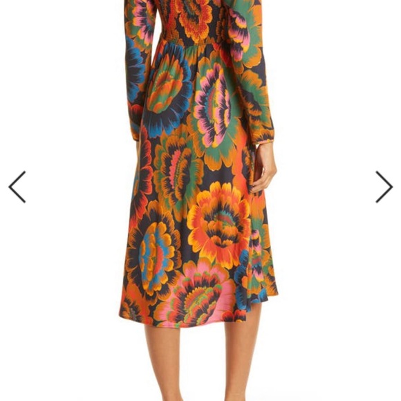 NWT FARM RIO Colorful Flowers Midi Dress - Picture 2 of 13